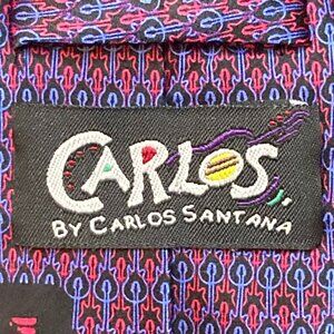 100% Silk, Handmade Tie - Carlos By Carlos Santana - Guitar Pattern